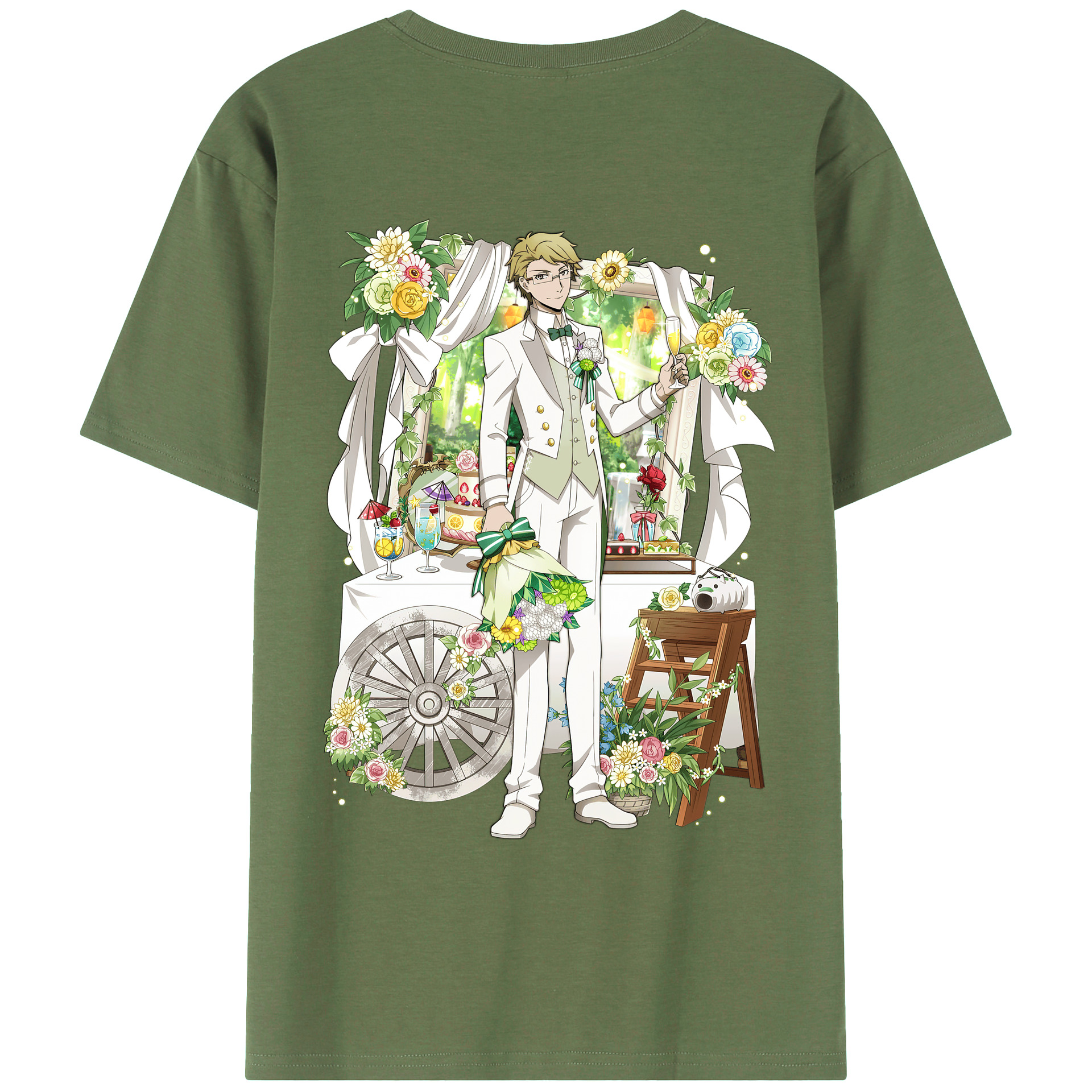 （画像用） 文豪ストレイドッグス Bungo Stray Dogs 綿100％ メンズ半袖Tシャツ（バックプリント） 通気性